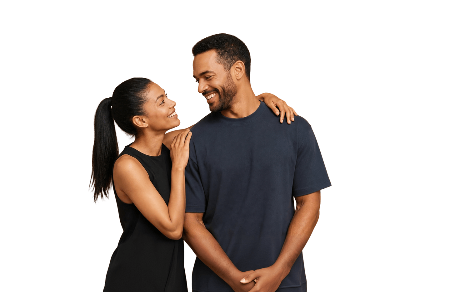 A couple smiling together