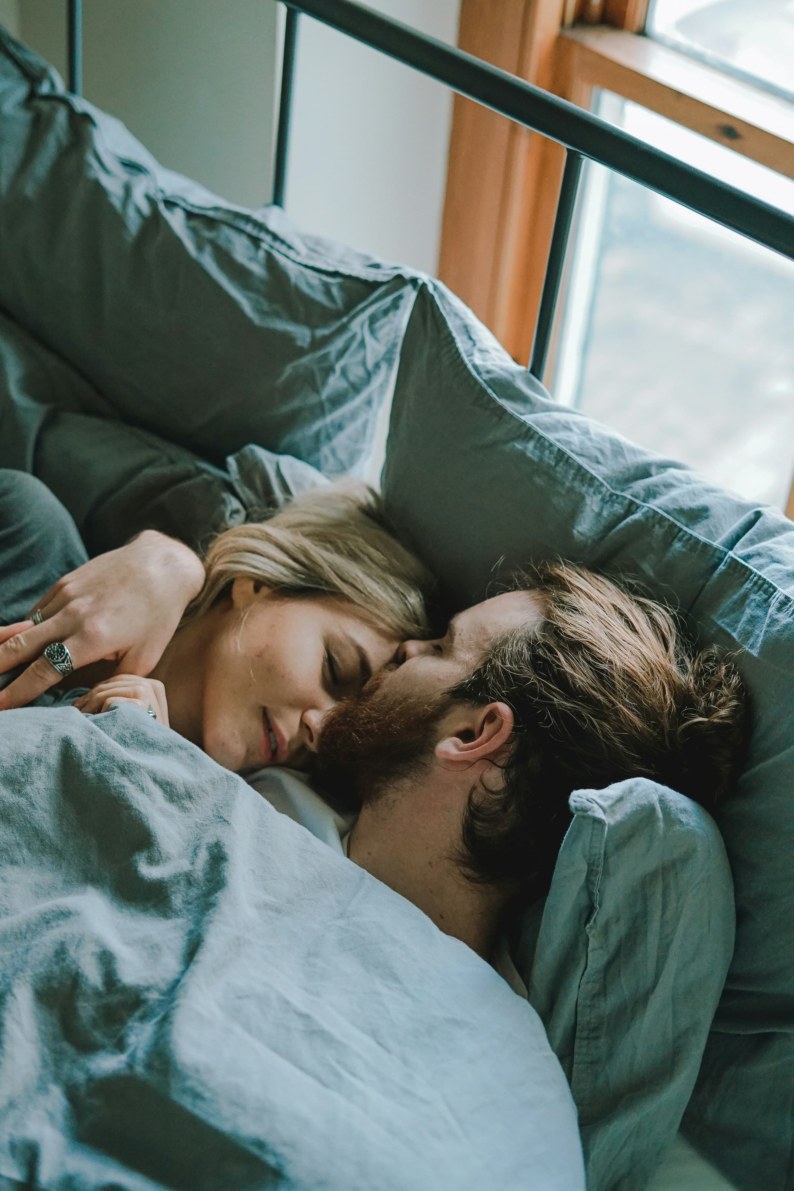A couple relaxing together at home